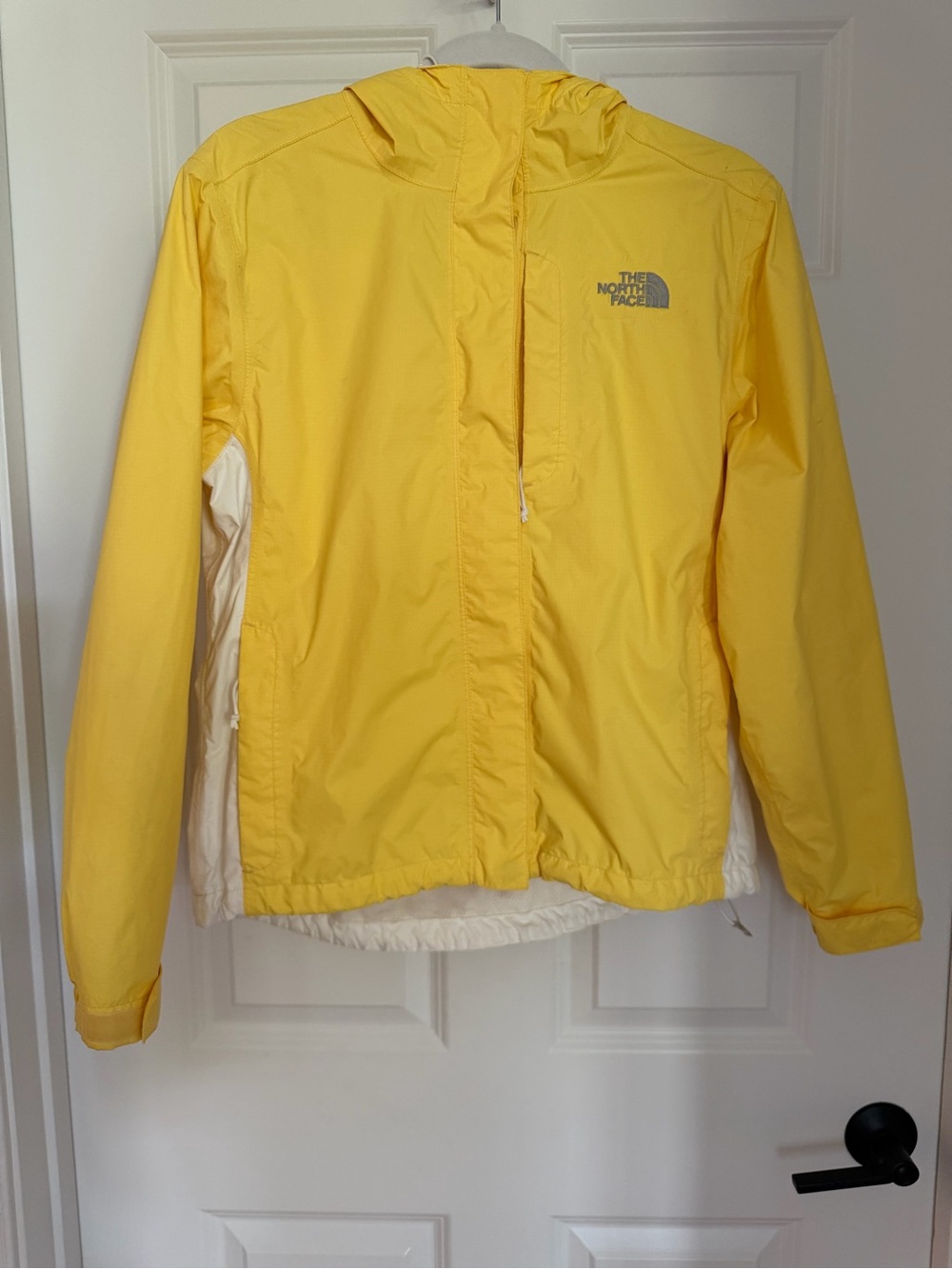 The North Face Yellow & White Hooded Rain Jacket